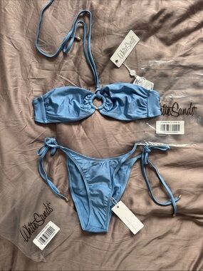 Sky Blue Ring-Front Tie-Side Bikini